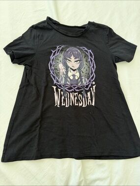 Kids' Black Short-Sleeve Wednesday Graphic Tee size 7/8